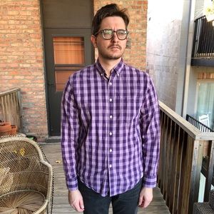 J. Crew Tailored Button Down Purple Checkered